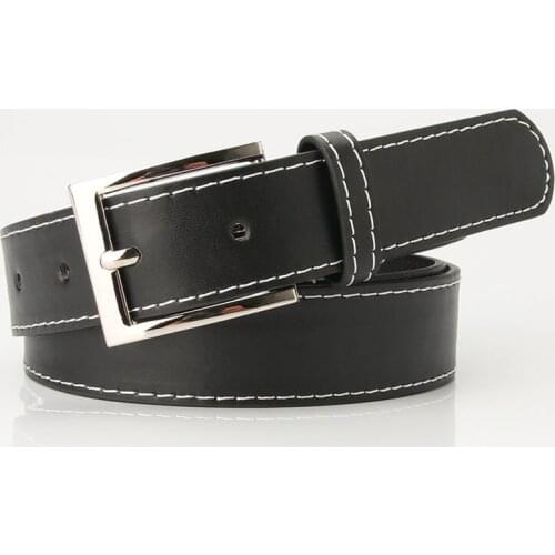 Black pu leather belt for ladies unisex student denim belt fashionable versatile clothing decoration business belt PY79
