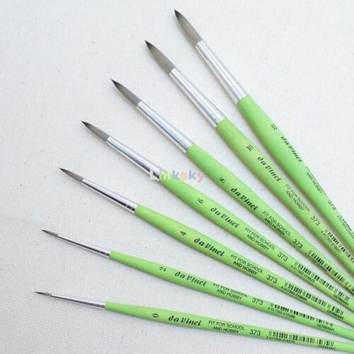 Da Vinci Student Series 373 Fit for School and Hobby Paint Brush, Round Elastic Synthetic with Green Matte Handle,Art supplies