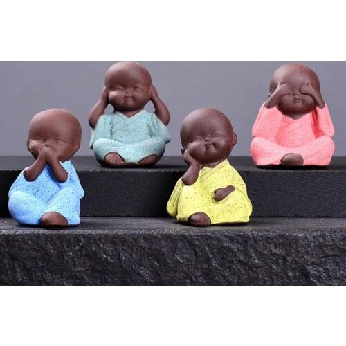 Purple Sand Little Monk Tea Pet Mini Colored Sand Pottery Tea Accessories Meat Flowerpot Decoration Accessories