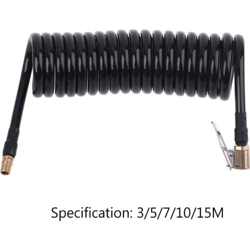 3/5/7/10/15m Recoil Flexible Air Hose Compressor Tire Inflatable Tube with Self-Locking Air Chuck & 0.305"x32TPI Thread