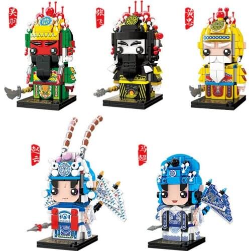 Classic Peking Opera China Ancient Male Warrior Sword 3D DIY Mini Blocks Bricks Building Toy for Children Gift