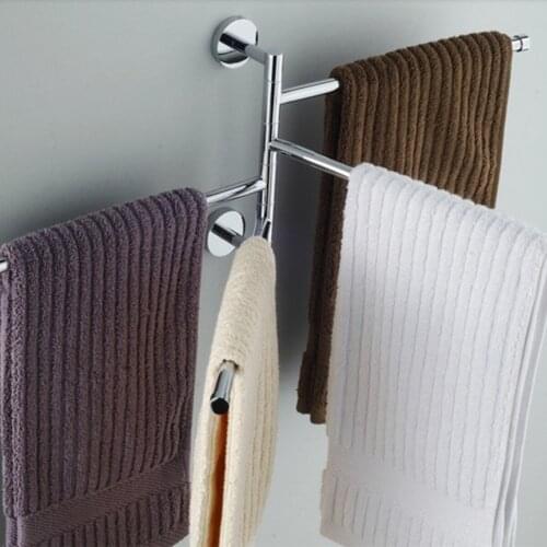 Space Saving Stainless Steel Swing Out Towel Bar Swivel Towel Rack Bathroom Wall Mounted Towel Holder Organizer with 2/3/4 Arms