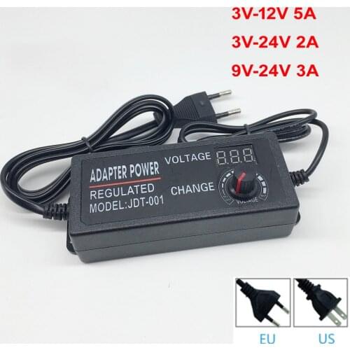Adjustable AC to DC 3V-12V 3V-24V 9V-24V Universal adapter with display screen voltage Regulated power supply adatpor 3 12 24 v