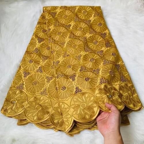 NEW African Nigerian 100% Cotton Lace Fabric 2021 High Quality French Punch Net Lace Fabrics With Diamond Dress 5 Yards A731