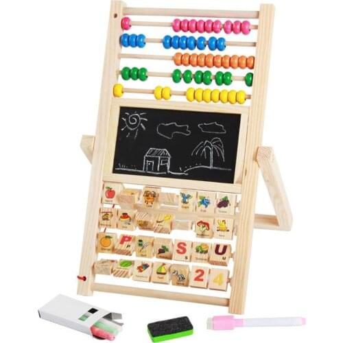 Montessori Educational Kids Toys Wooden Multifunction Abacus Learning Stand Counting Cognition Board Early Educational Math Toy
