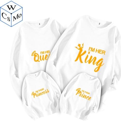Family Matching Clothes King Queen Prince Princess Sweatshirts Mother Father Kids Pullovers Matching Outfits Family Look Tops
