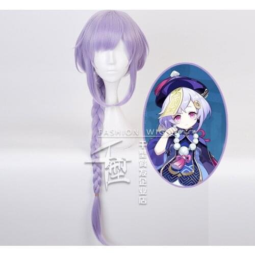Genshin Impact Game Qiqi Halloween Cosplay Wig Cute Little Loli Twist Braid Cosplay Costume Hat Necklace Earring Accessories