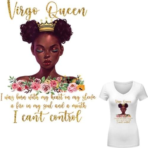 Gold Queen Iron On Transfer For Woman T-Shirt Stickers Diy Accessory Iron On Heat Transfer Clothes Fashion Parches