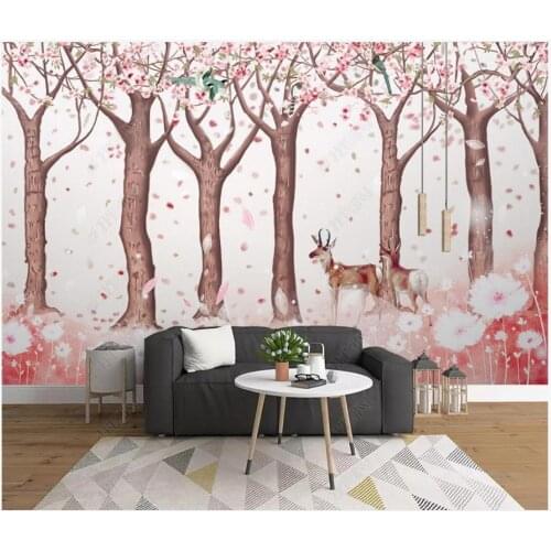 Custom photo wallpaper for walls 3 d murals Modern Hand painted forest deer oil painting TV background wall mural painting decor