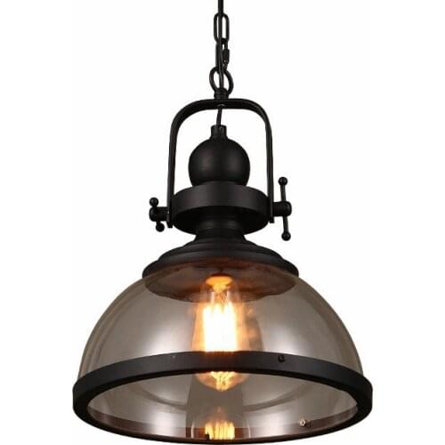 Industrial Black Retro American LED Pendant Light Restaurant Kitchen Fixture Pendant Lamp Cafe Pub Hanging Decor Glass Luminaire
