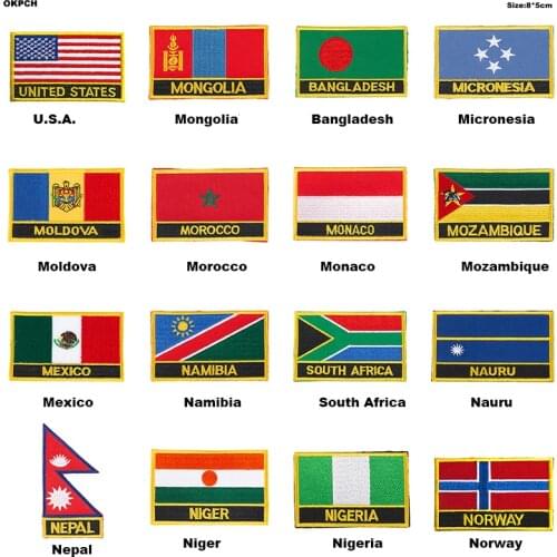 Nauru Rectangular Shape Flag patches embroidered flag patches national flag patches for clothing DIY Decoration PT0139-R