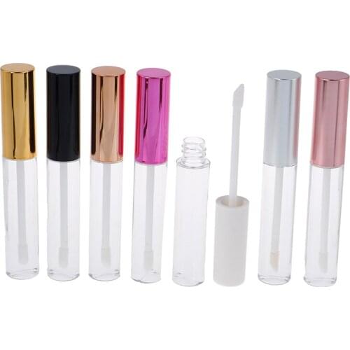5pcs/lot 10ml Empty Plastic Lipgloss Bottle Round Lip Gloss Tube Travel Use Lip Glaze Cosmetic Container Refillable Bottles