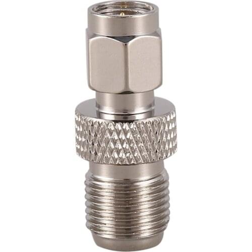 F Type Female to SMA Male Plug Coaxial Adapter Connector Silver Tone