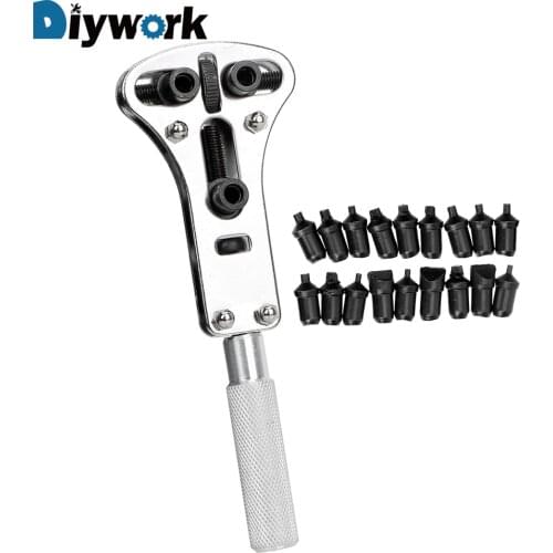 DIYWORK Adjustable Screw Disassembly Watch Back Case Opener Watch Repair Tool Pins Replaceable Alloy Steel Repair Wrench