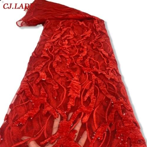 Luxury Sequin Embroidery Lace Fabric Dubai Sewing Tulle Fabric African Sequin Lace Fabric For Christmas Wedding Party Dress A04