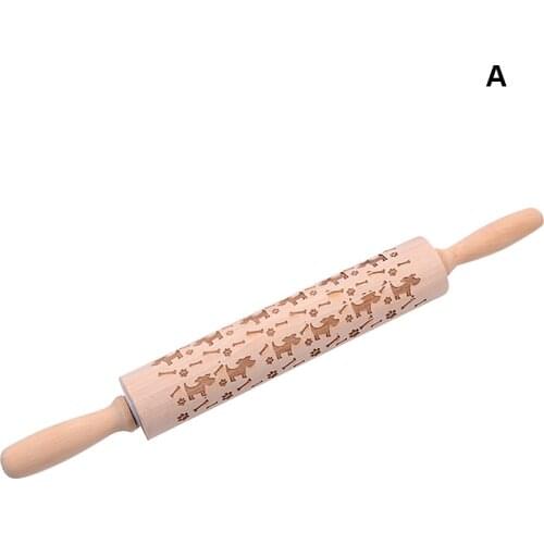 Christmas Embossing Rolling Pin Christmas Gingerbread Cookies Rolling Pin Dog/Heart/Star/Snowflake/Cow/Stripe Pattern E2S