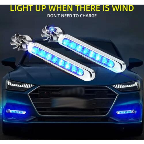 2pcs LED DRL Car Wind Energy Daytime Running Light Daylight Headlight Ambient Lamp No Need External Power Supply Auto Styling