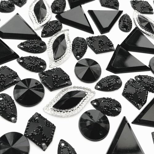 AMAZING Black Mix Shapes sewing stone crystal Rhinestones for Buttons DIY Crafts Costumes Wedding Decorations dress accessories