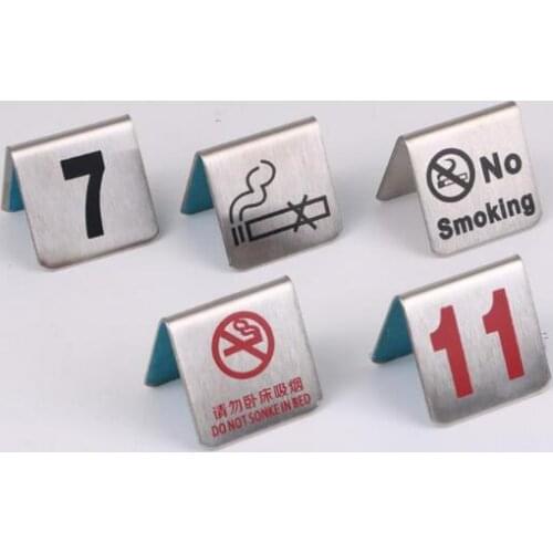 Umber 1-100 Stainless Steel Table Numbers Cards No Smoking Small Table Sign Card Restaurant Hotel Cafe Bar Tools