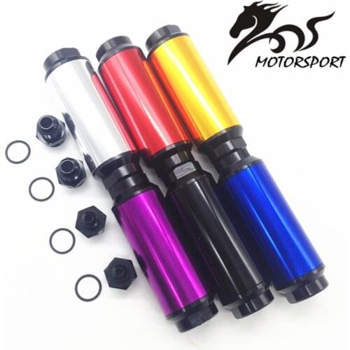 Universal 44MM Hi-Flow Racing Alloy Fuel Filter with adaptor fittings of 2pcs AN6 and AN8