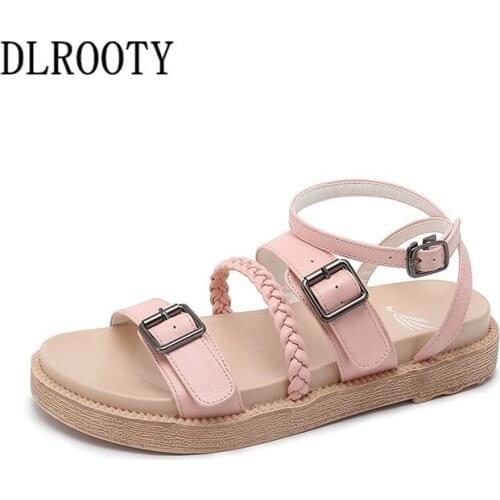 Women Sandals 2019 Summer Fashion Gladiator Wedges Platform Shoes Woman Slides Peep Toe Buckle Strap Solid Lady Casual Plus Size