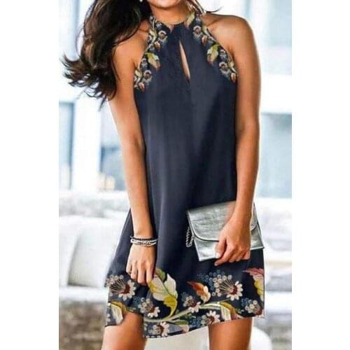 Womens Summer Sexy Cool Dress Shirt Floral Vest Sleeveless Loose Soft Party Dress Outdoor Vacation Breathable Beach Dress