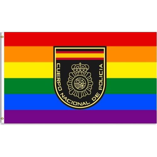 Spain Gay Flag National Police Badge or Civil Guard Badge 3x5 FT 100D Polyester Brass Grommets