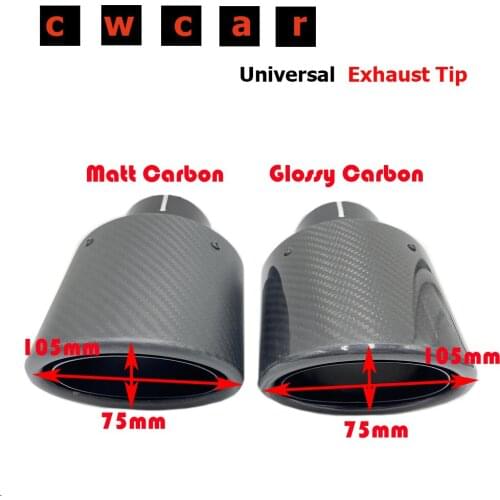 1 PCS Oval Slanted Car Exhaust Tips Carbon Fiber Exhausts Oval Pipes Car Stainless Black Muffler Pipe For BMW For Ak