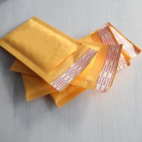 10pcs 90*130+40mm Kraft Bubble Bag Padded Envelopes Mailers Shipping Yellow Bags