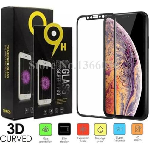 200pcs For iPhone XS Max XR Tempered Glass 3D Full Screen Cover Explosion-proof Screen Protector Film for iPhone XS with retail