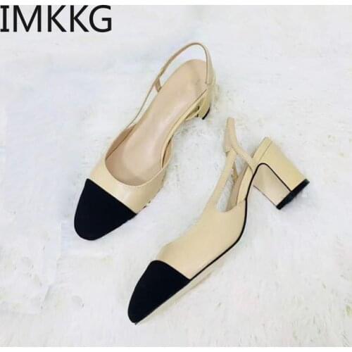 2019 Hot sale Summer Women Shoes Dress Shoes mid Heel Square head fashion Shoes Wedding party Sandals Casual Shoes women Q00181
