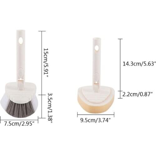 3pcs/set Ceramic Tile Cleaning Brush Sponge Wipe Aluminum Rod Bathroom Kitchen Descaling Cleaner