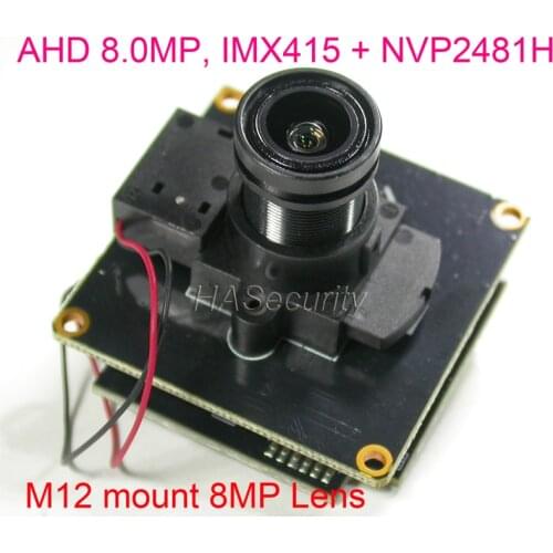 8MP AHD-8.0MP @ 15fps , 1/2.8" Sony IMX415 CMOS image sensor + NVP2481 CCTV camera module PCB board +OSD cable +M12 mount Lens