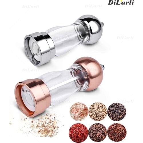 Spice jar Round Head 6 Inch Sea Salt Pepper Manual Grinder Ceramic Grinding Acrylic Multi Purpose Seasoning Bottle Rose Gold