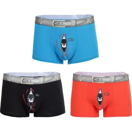 Fashion Mens Fun Bear Print Boxers Underwear Bulge Pouch Underpants Shorts Cartoon Underwear foe Men M - XL