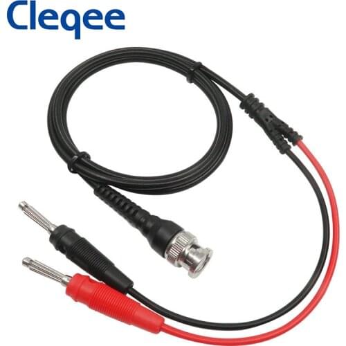 Cleqee P1008A BNC To Dual 4MM Stackable Banana Plug Test Lead Probe BNC Cable for Oscilloscope Signal generator 120CM