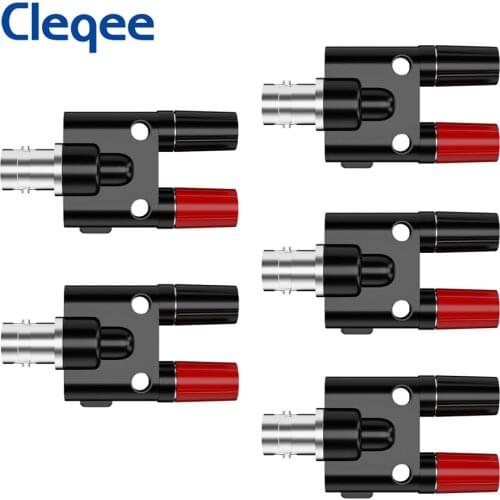 Cleqee P7008 5PCS BNC Female Jack Plug To Dual 4mm Banana Plug Jack RF Adapter Connector