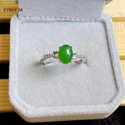 CYNSFJA New Real Certified Natural Hetian Jasper Nephrite Silver Luck Amulet Green Jade Ring High Quality Elegant Birthday Gifts