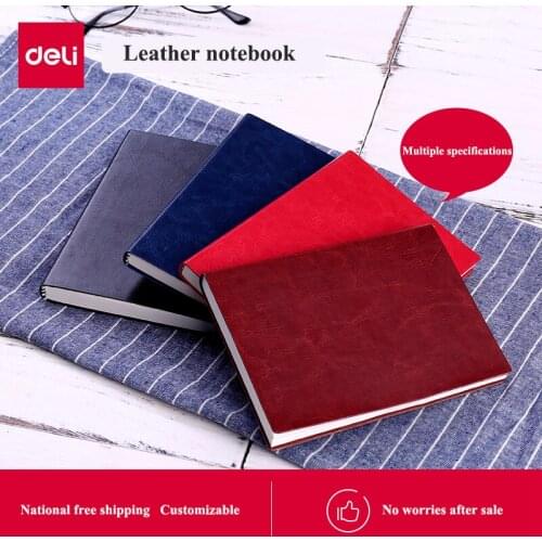 Deli PU Note book A6(142x105mm) A5(210x142mm) B5(250x175mm) Size 96 sheets note book black brown blue red 4 color optional
