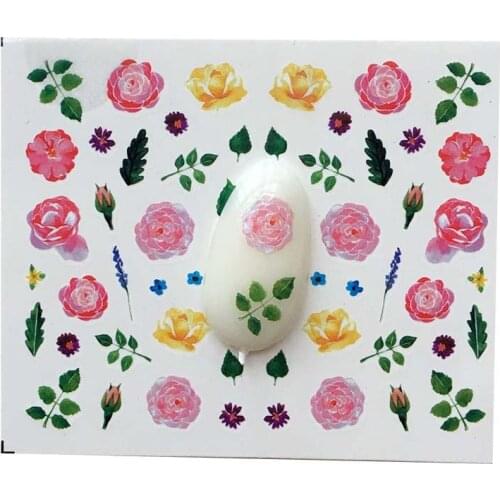 F20 Nail Art Stickers Pink Yellow Flower Nail Sticker for Ladies Decals nail art tools 1pcs