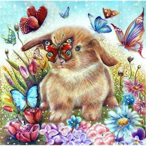 Peter ren Diy Diamond painting cross stitch Rabbit nabi Square or Round diamond mosaic Full Diamond embroidery Hares Butterflies