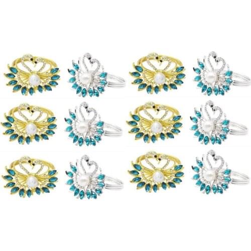 Napkin Ring,12 Pcs Heart-Shaped Swan Napkin Ring Holder, For Wedding Party Holiday Banquet Christmas Dinner Decor Favor