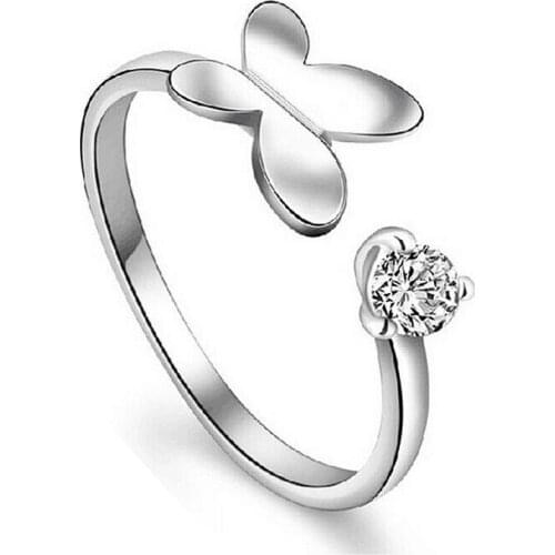 Ring Butterfly crystal Rings For Women Silver plated color CZ Jewelry Anel feminino Anillos Femme Mujer Aneis Bague Jewellery