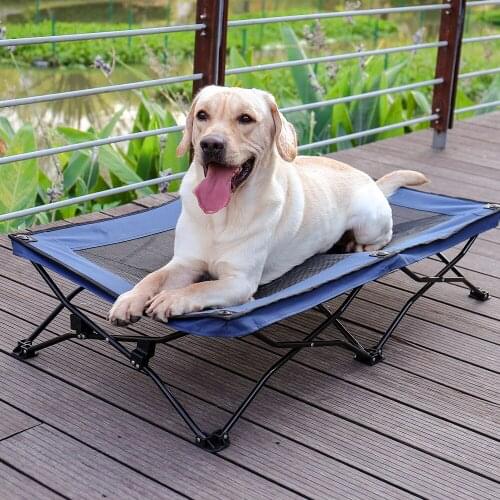Pet Raised Dog Beds Cot With Mesh Center Elevated Bed for Large Dog Skid-Resistant Feet Solid Frame with Breathable Mesh 2 Color