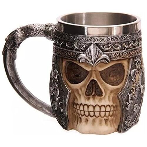 Cool Stuff Xicaras E Canecas Caneca Criativa1piece Resin Skull Mug Tankard Striking Skull Warrior Tankard Helmet Drinkware