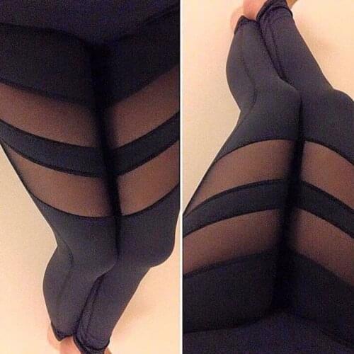 Summer Fitness Ladies Leggings New Mesh Patchwork Breathable Ankle Sweat Absorbent And Quick Drying Leggings