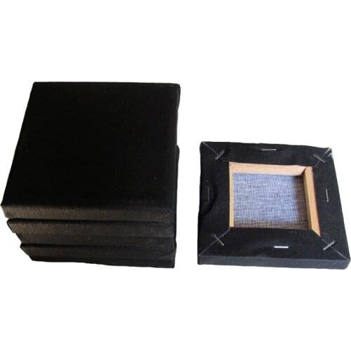 6pcs Mini Stretched Artists Black Canvas Small Art Board Acrylic/Oil Paint Crafts 4*4inch(10*10cm)Blank Canvas