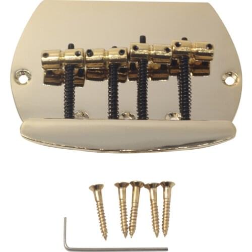 Musiclily Pro 57mm 4-String Bass Bridge for Music Man Style Bass, Gold