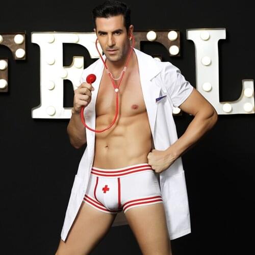 Mens Sexy Lingerie White Doctor Nurse Cosplay Fancy Dress Cosplay Outfit Costume j6602
