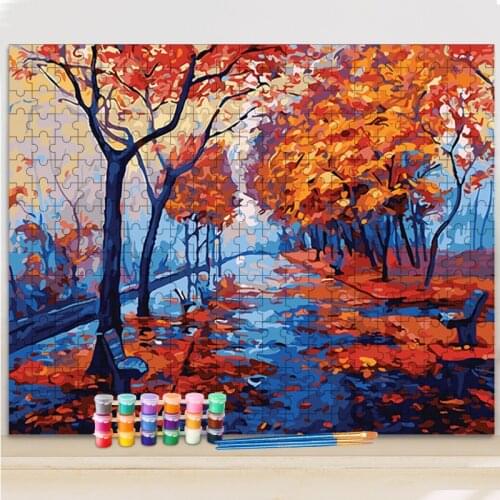 RUOPOTY DIY Painting By Numbers Jigsaw Puzzle For Adults Forest Landscape Modern Wall Art Picture By Numbers For Home Decor